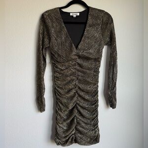 Steve Madden Black and Gold Ruched Dress